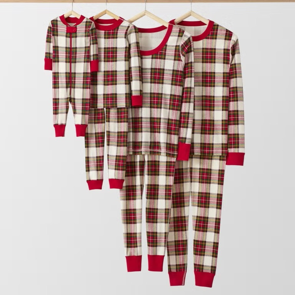 Hanna Andersson Adult Holiday Long John Pajama Set Plaid Organic Cotton Sz Large
